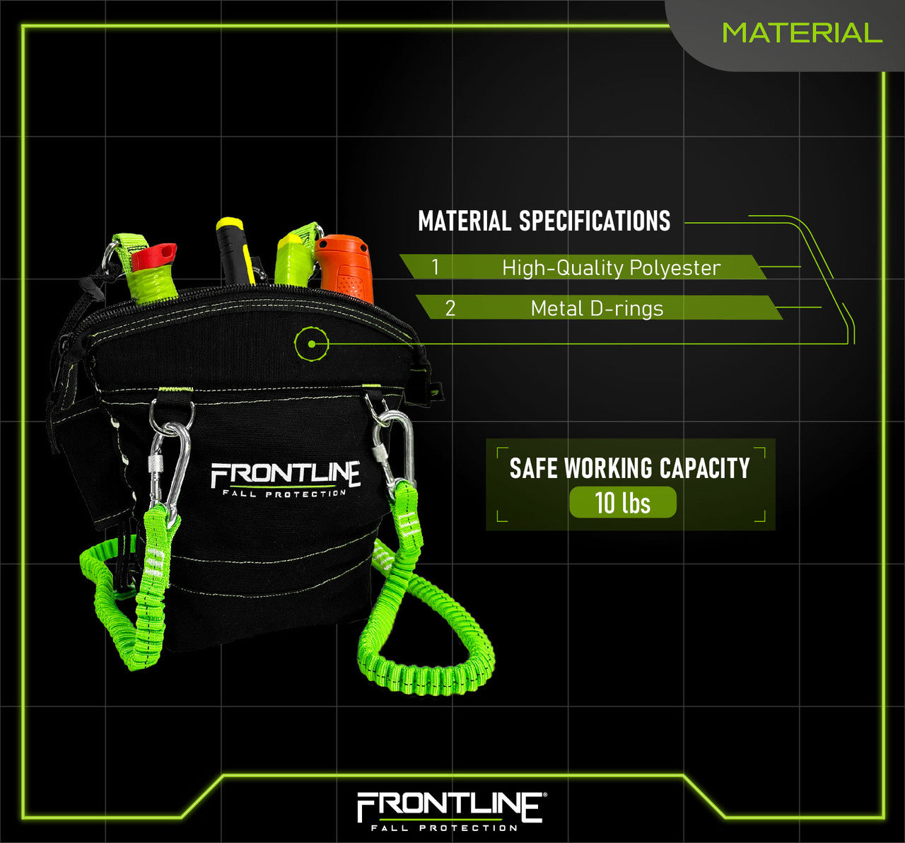 Frontline TP10 10 lbs ToolGrip Tool Pouch with Tool D-Rings, Tool Slots and Zipper Closure