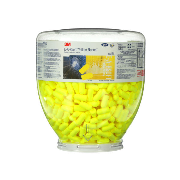 3M™ 391-1004 E-A-Rsoft Yellow Neon Disposable Uncorded Earplugs Bulk Refill, 500 Pairs