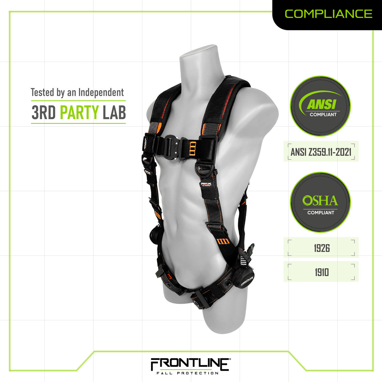 Frontline 110VTB Combat Lite Vest Style Harness with Aluminum Hardware and Suspension Trauma Straps