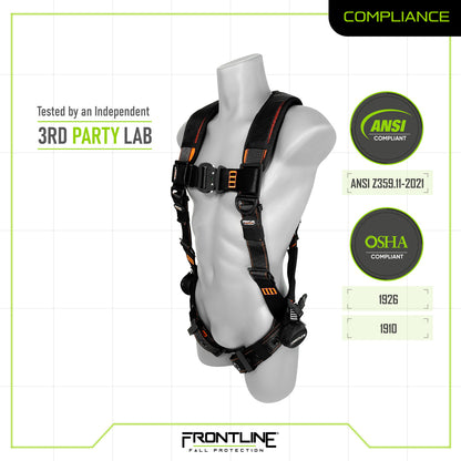 Frontline 110VTB Combat Lite Vest Style Harness with Aluminum Hardware and Suspension Trauma Straps