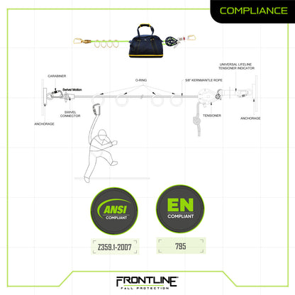 Elite Two Person 60' Temporary Horizontal Lifeline System