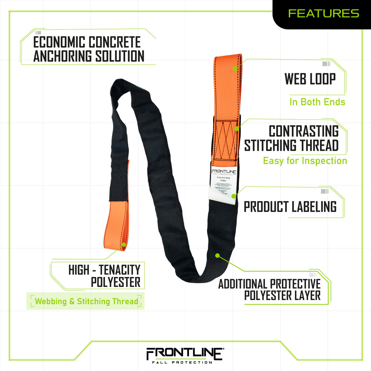 Frontline COSL Concrete Embed Anchor Strap with Looped Ends