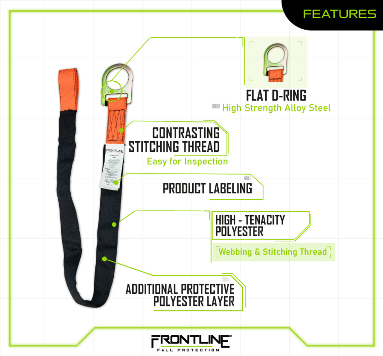 Frontline COSR Concrete Embed Anchor Strap with D-Ring End