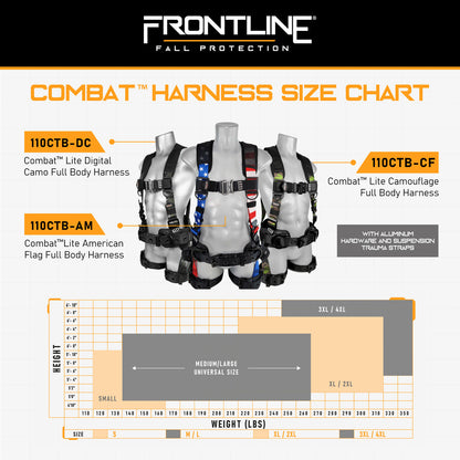 Frontline 110CTB-DC Digital Camo Full Body Harness with Aluminum Hardware and Suspension Trauma Straps