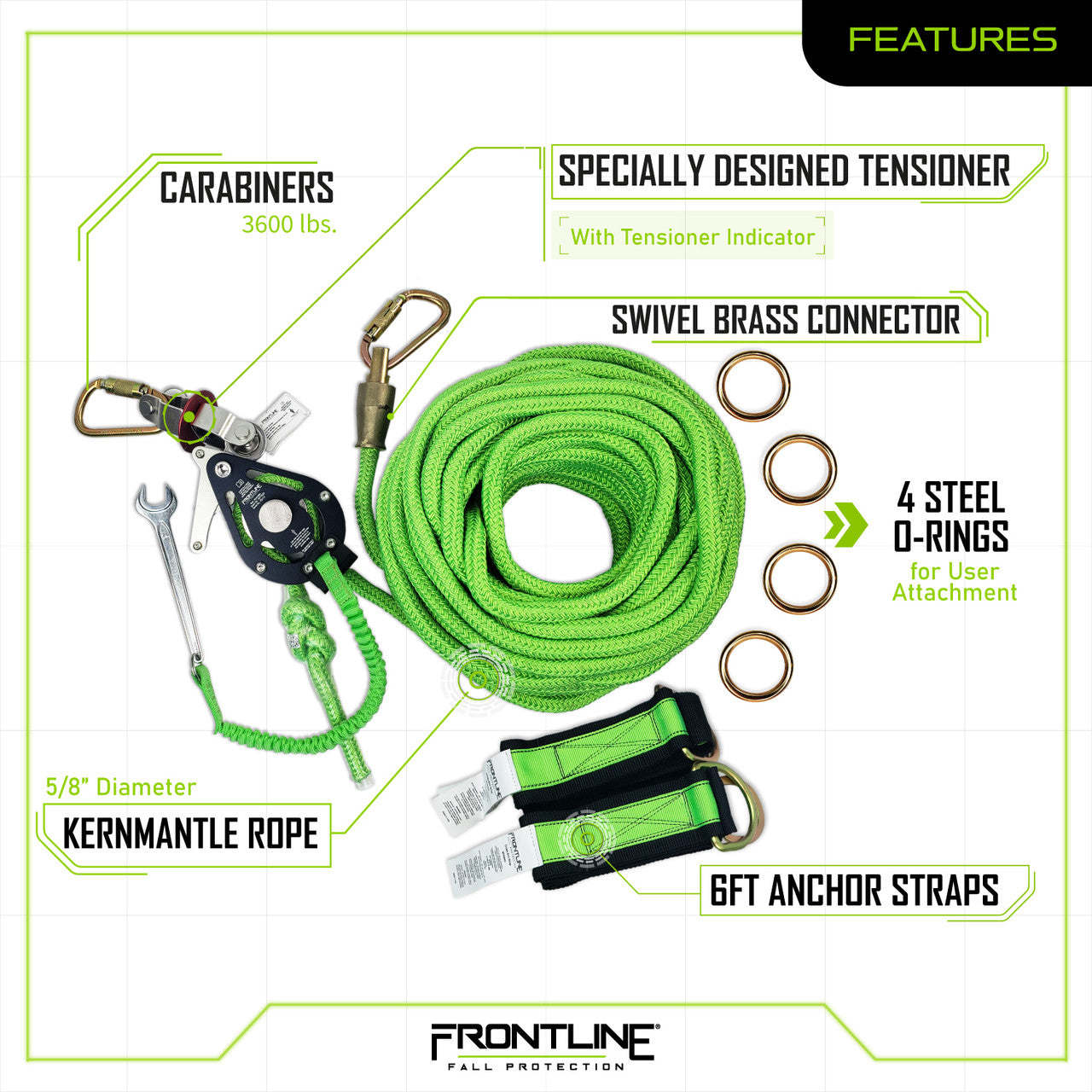 Elite Two Person 60' Temporary Horizontal Lifeline System