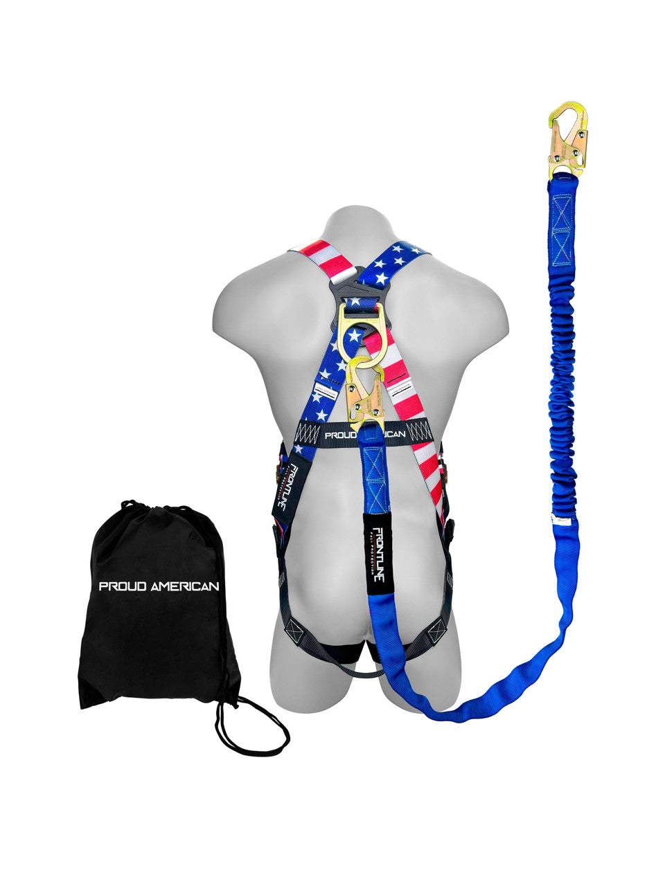Frontline K100-61S-AM Combat American Style Compliance Kit - Harness, 6' Single Leg Lanyard and Drawstring Bag