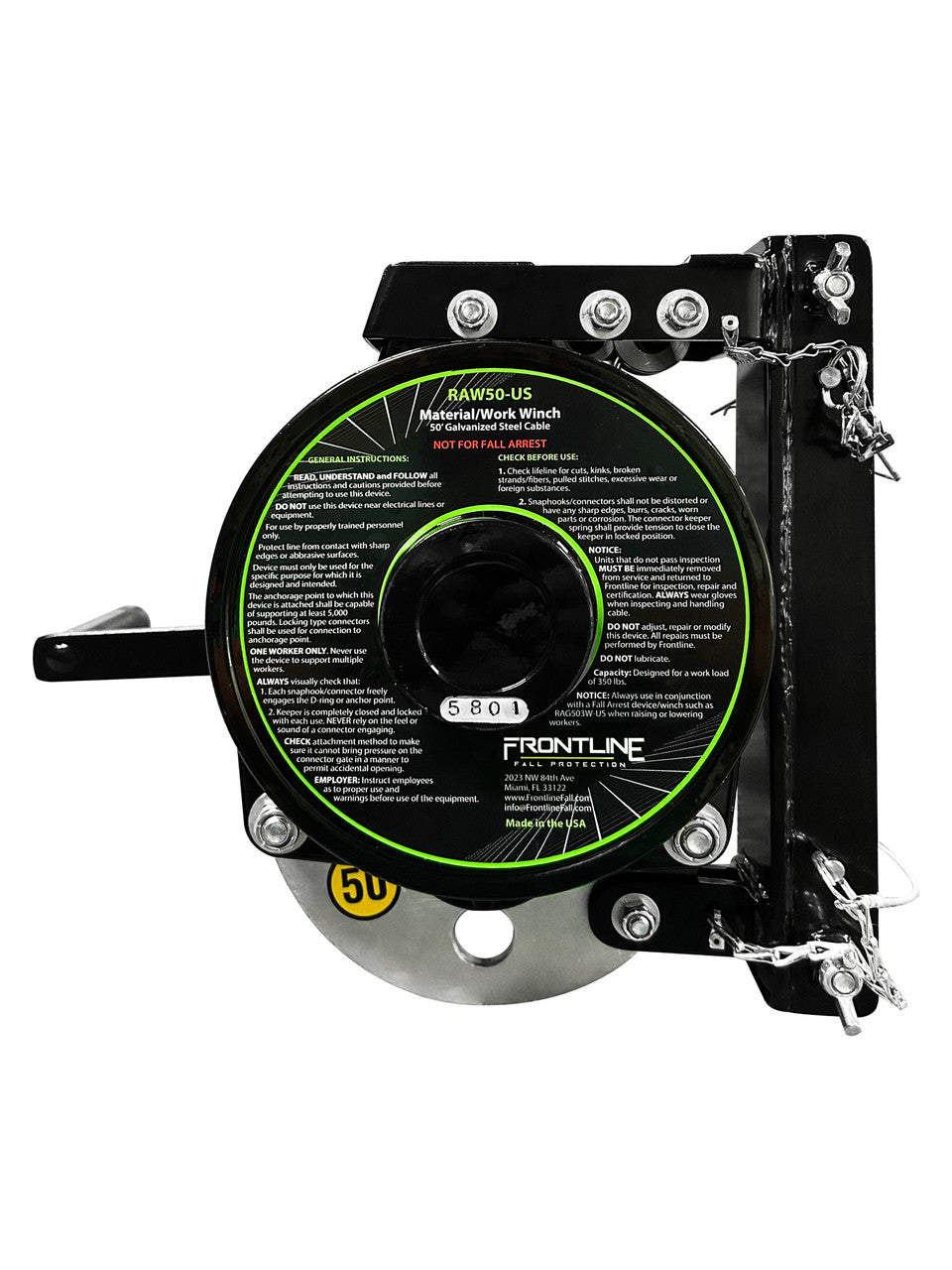 Frontline RAW50 Patriot™ 50' Material Retrieval Winch - Made in USA