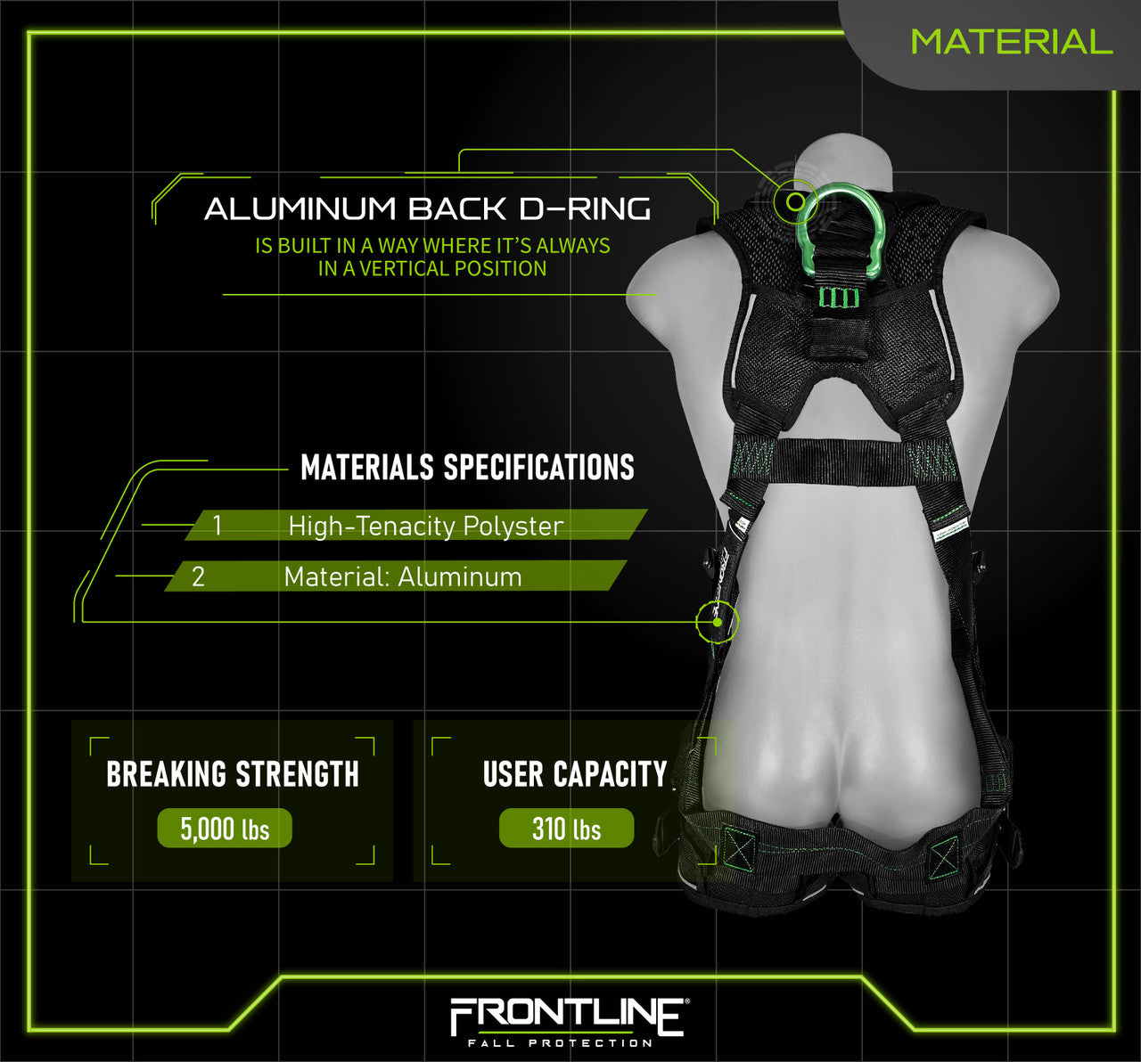 Frontline 250VTB Elite Vest Style Harness with Aluminum Hardware and Suspension Trauma Straps