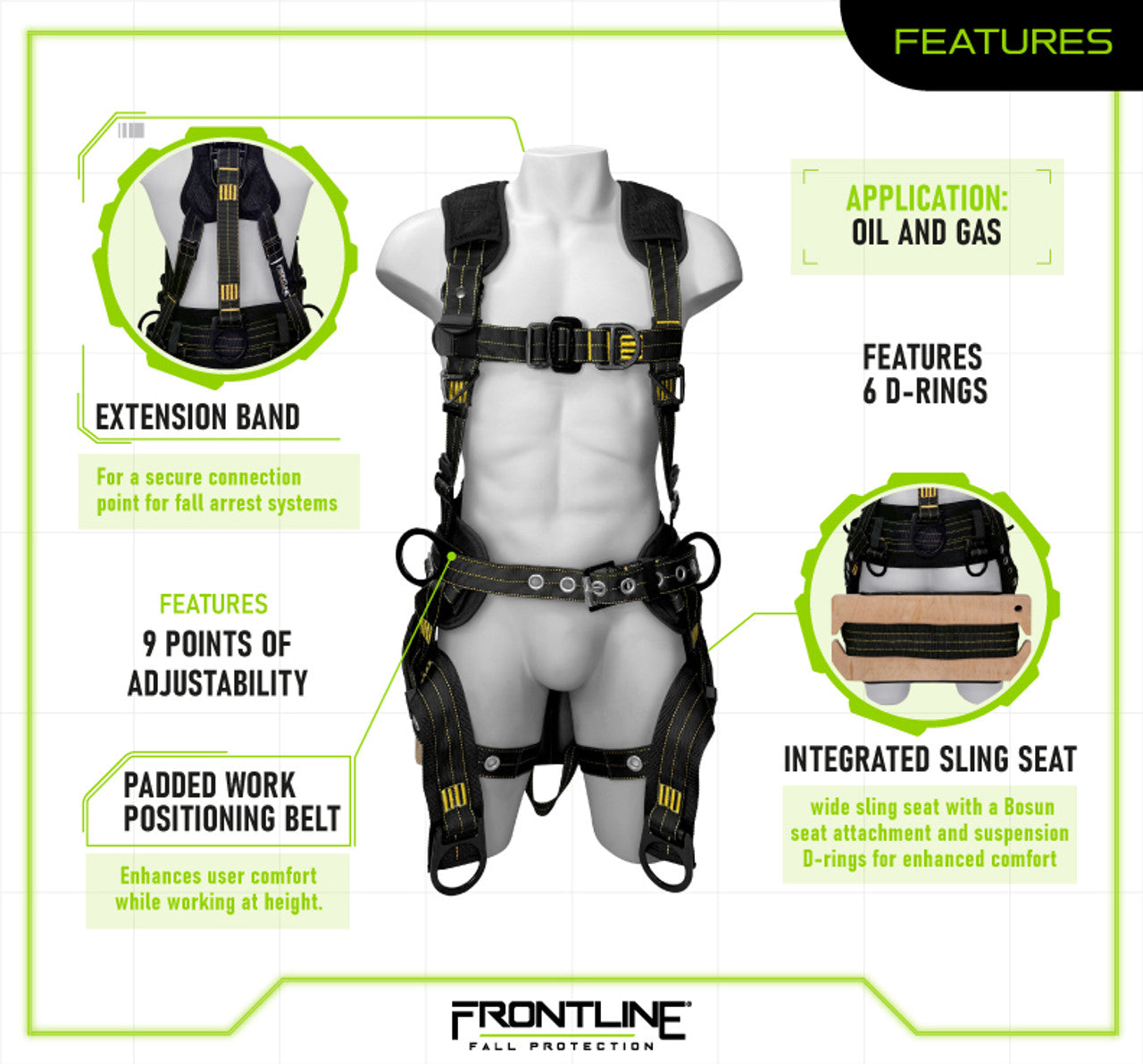 Frontline 150DHTW Derrick 6D with Bosun Belt Full Body Harness