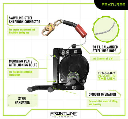 Frontline RAW50 Patriot™ 50' Material Retrieval Winch - Made in USA