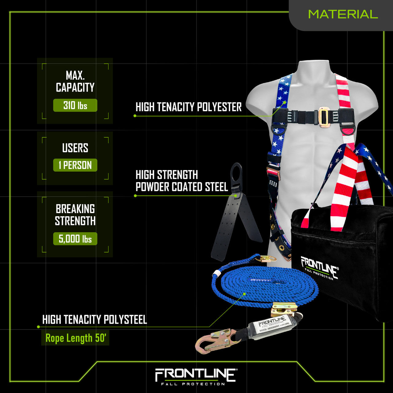 Frontline RK5PTB50-AM Combat American Style Complete Roofers Kit with 50' VLL