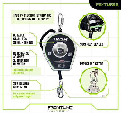Frontline RSBC Sealed Block Stainless Steel Self Retracting Lifeline