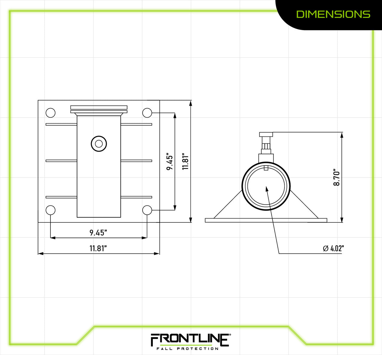 Frontline Confined Space Davit System Wall Mount Base Only