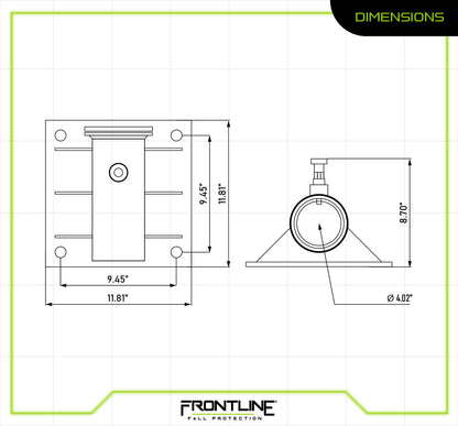 Frontline Confined Space Davit System Wall Mount Base Only