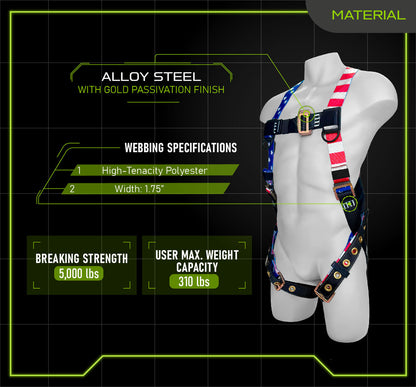 Frontline 100VTB Combat American Style Economy Series Full Body Harness with Tongue Buckle Legs (Uni)