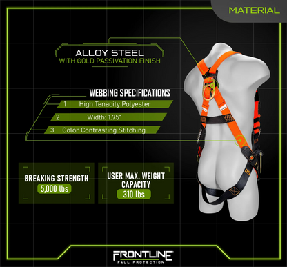 Frontline 100VTB-UN-4D Combat™ Economy Series Full Body Positioning Harness with 4D Rings (Uni)