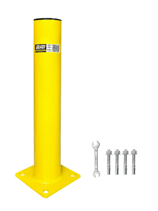 Safety Bollards, Heavy Duty Yellow 4.5" Steel Post