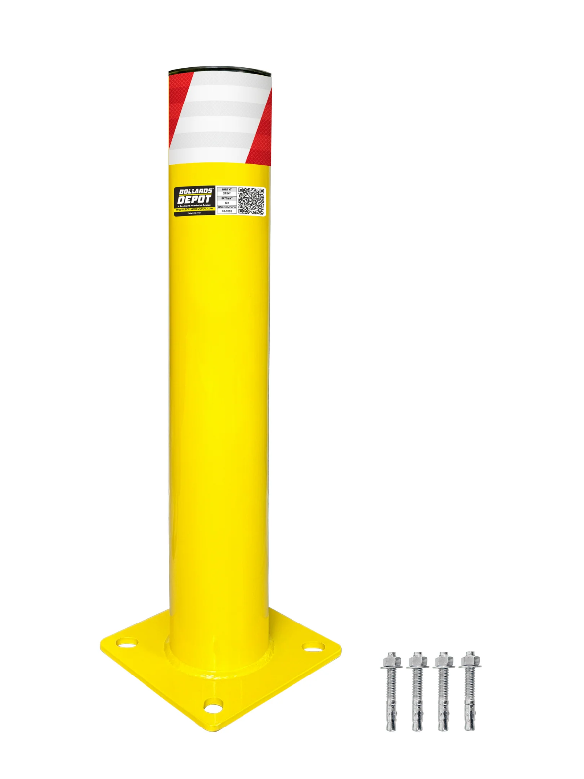Safety Bollards, Heavy Duty Yellow 4.5" Steel Post
