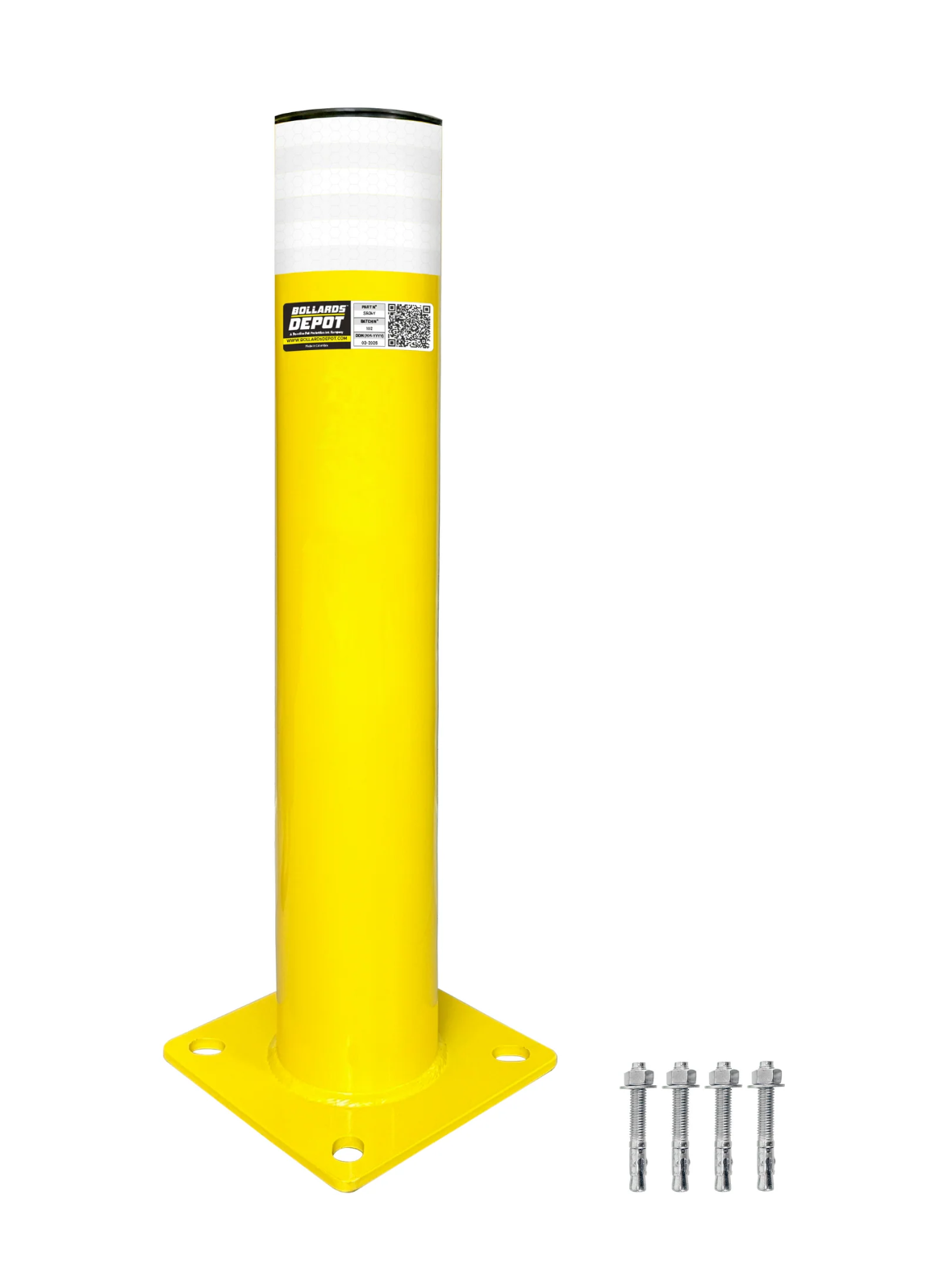 Safety Bollards, Heavy Duty Yellow 4.5" Steel Post