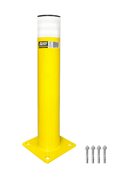 Safety Bollards, Heavy Duty Yellow 4.5" Steel Post