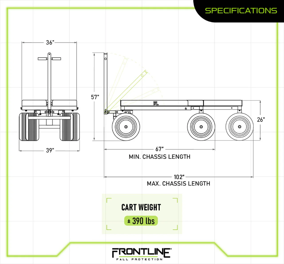 Frontline MC2000 Heavy-duty Adjustable Material Cart