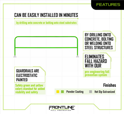 Frontline GUS-FXD Guardrail System for Concrete or Steel Substrates