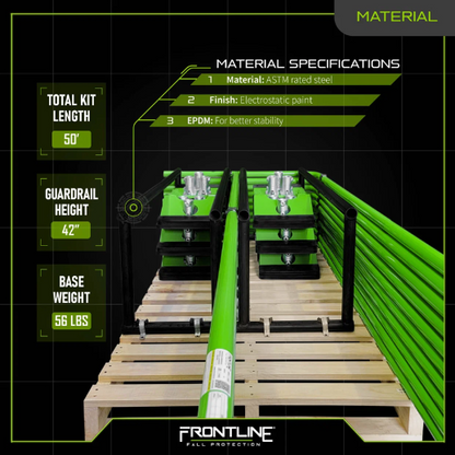 Frontline GUS05 Universal 5' Guardrails with Bases Complete Kit (50')
