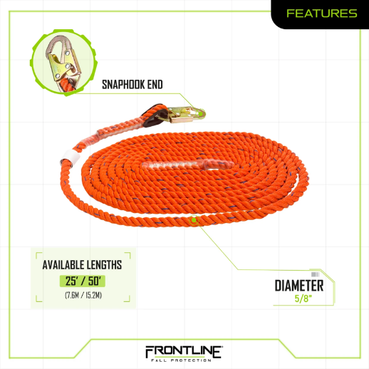 Frontline VLP Premium Vertical Lifeline 25'/ 50’