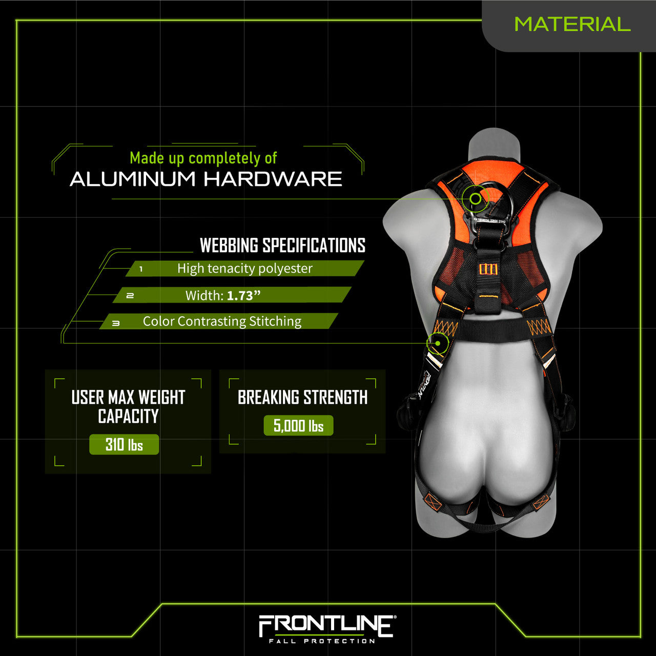 Frontline 110VTB Combat Lite Vest Style Harness with Aluminum Hardware and Suspension Trauma Straps
