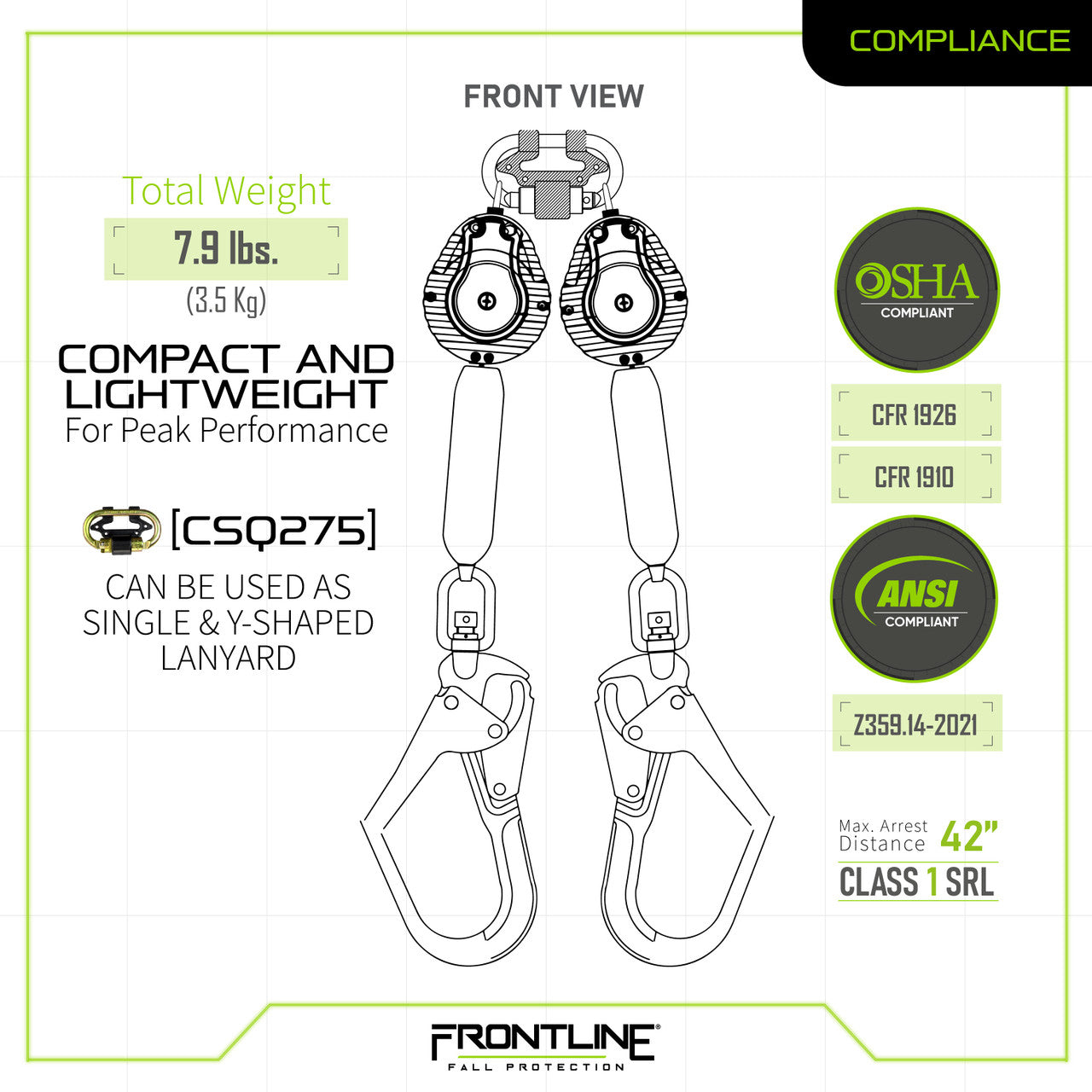 Frontline RPW062R Web Twin Leg 6' SRL with Steel Rebar Hook Ends