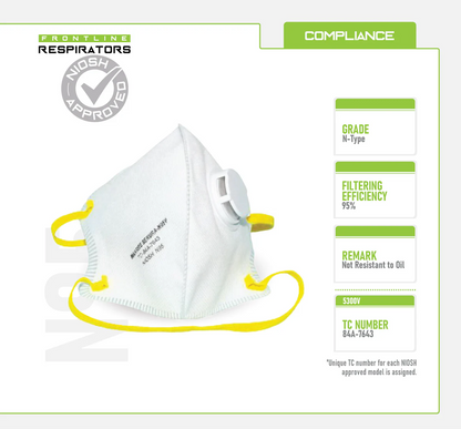Frontline 5300V N95 Disposable Particulate Respirator with Valve