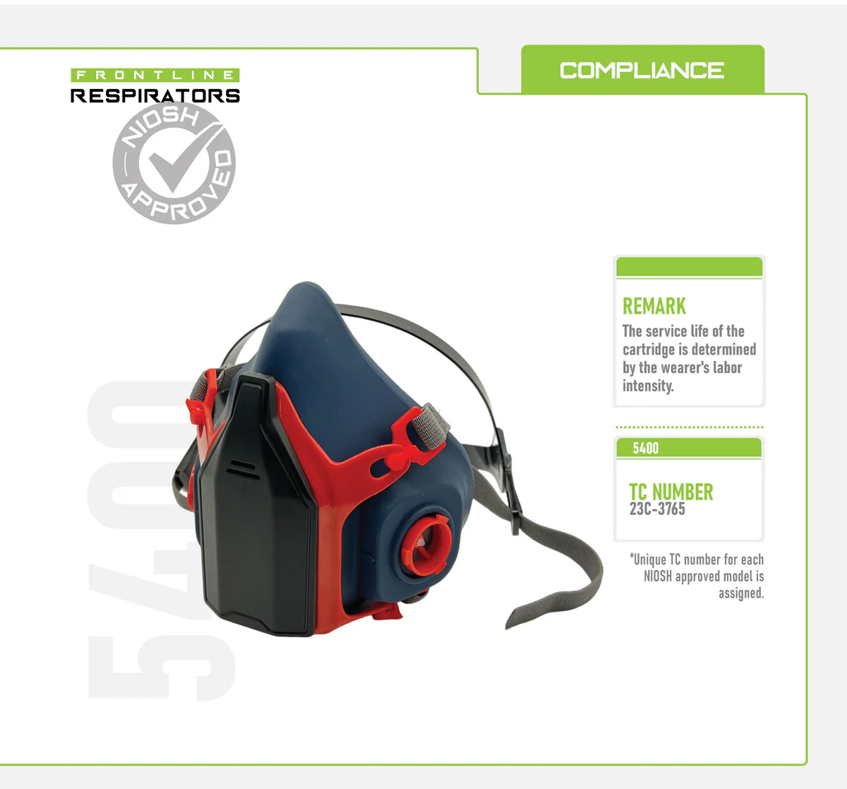 Frontline 5400 Half Mask Reusable Respirator