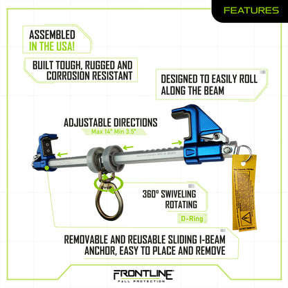 Frontline ST14AH Aluminum Bantam Beamer Anchor for 3.5" Wide I-Beams