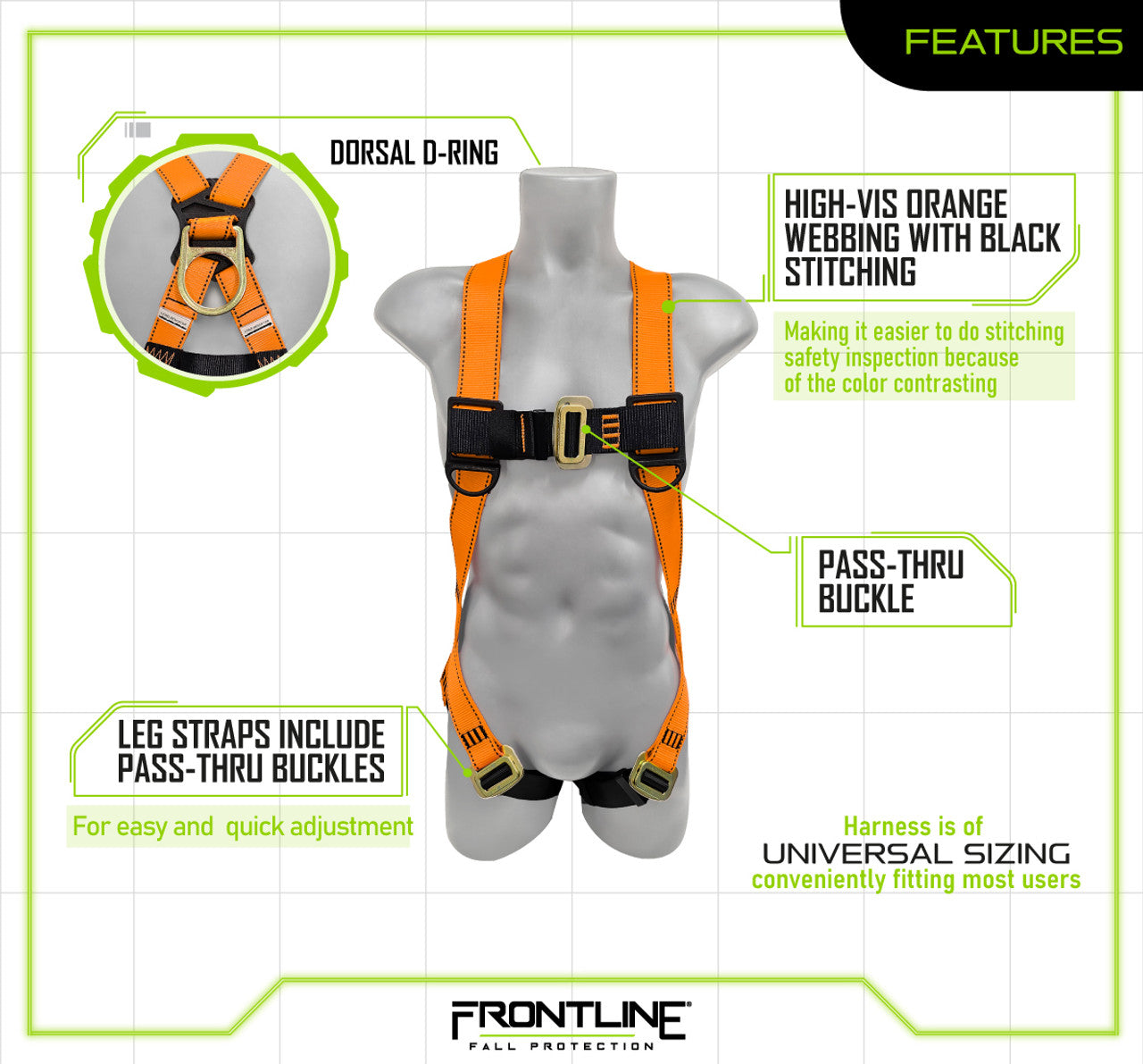 Frontline 100VMB Combat Economy Series Full Body Harness (Uni)