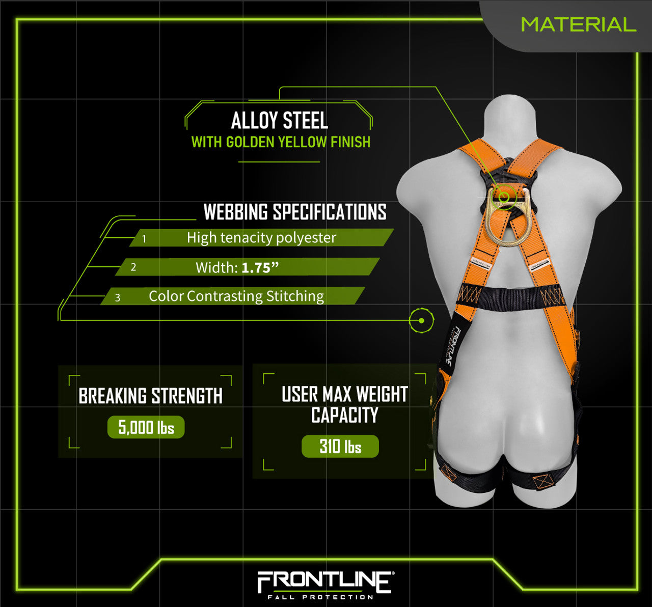 Frontline 100VTB Combat Economy Series Full Body Harness with Tongue Buckle Legs (Uni)