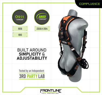Frontline 105CFTB Combat Vest Style Harness with Front Side D-Rings and Suspension Trauma Straps