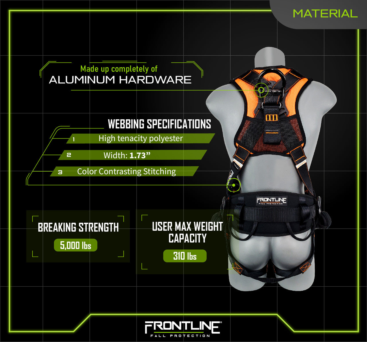 Frontline 110CTB Combat Lite Full Body Harness all Aluminum Hardware and Suspension Trauma Straps