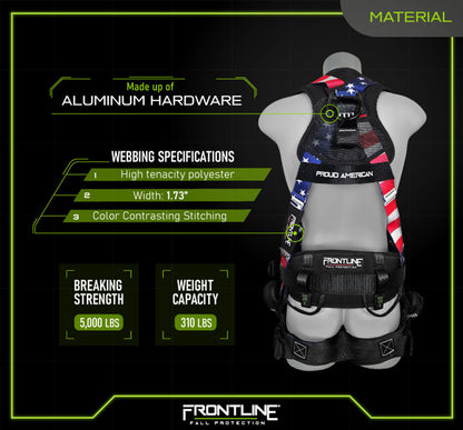 Frontline 110CTB-AM American Style Full Body Harness with Aluminum Hardware and Suspension Trauma Straps