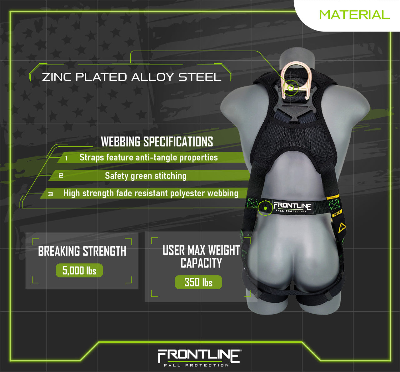 Frontline 310VQC Patriot Vest Style Harness with Airflo and Quick Connect Buckles - Made in USA