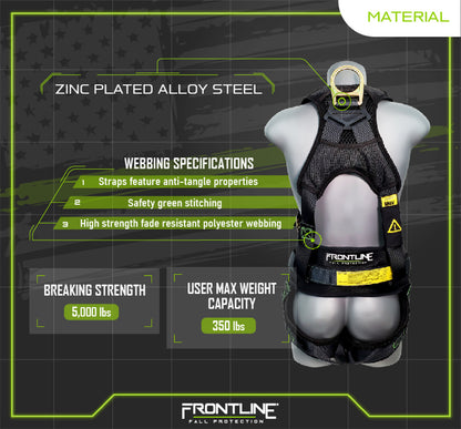 Frontline 350CQC Patriot Construction Harness with Airflo and Quick Connect Buckles - Made in USA