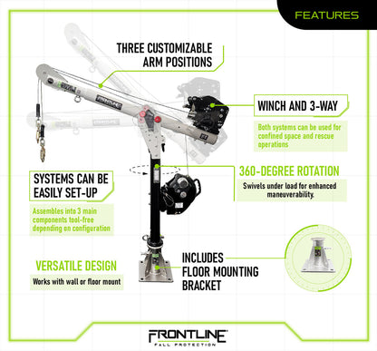 Confined Space Davit Arm System with Floor Mount