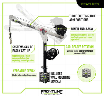 Confined Space Davit Arm System with Wall Mount