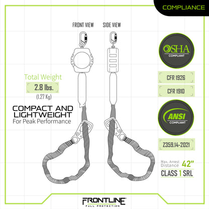 Frontline RPA091TB Tie Back Single Leg Web 9' SRL with Tie Back Hook End