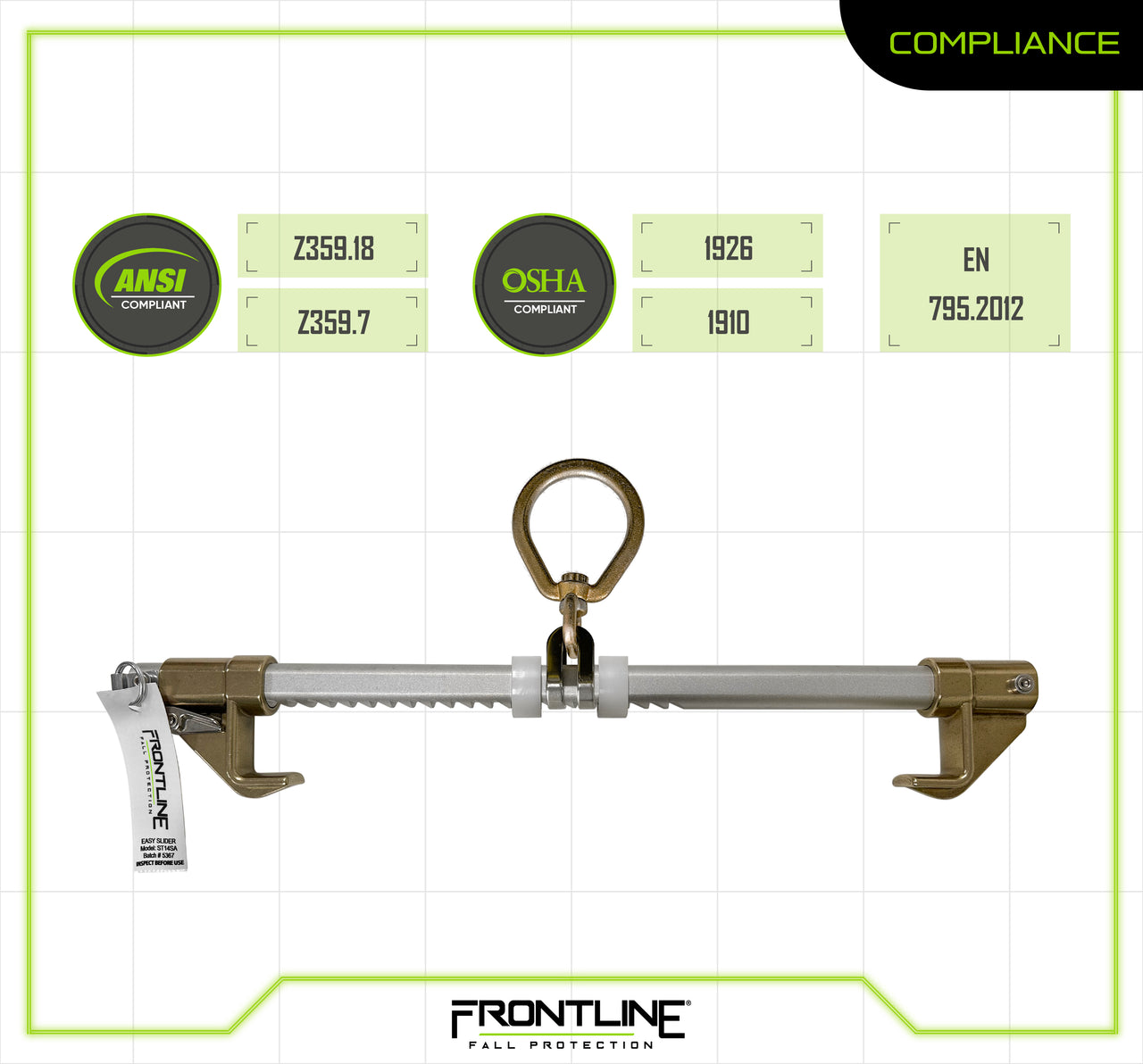 Frontline ST14SA Easy Slider Beam Walker Anchor for 3.5?? - 14?? Wide I-Beams
