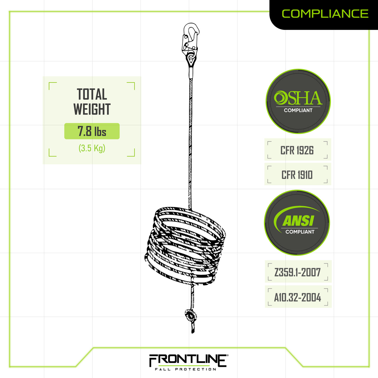 Frontline VLP25 Premium Vertical Lifeline 25'