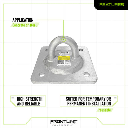 Concrete and Steel 10k Lbs Reusable Anchor Plate