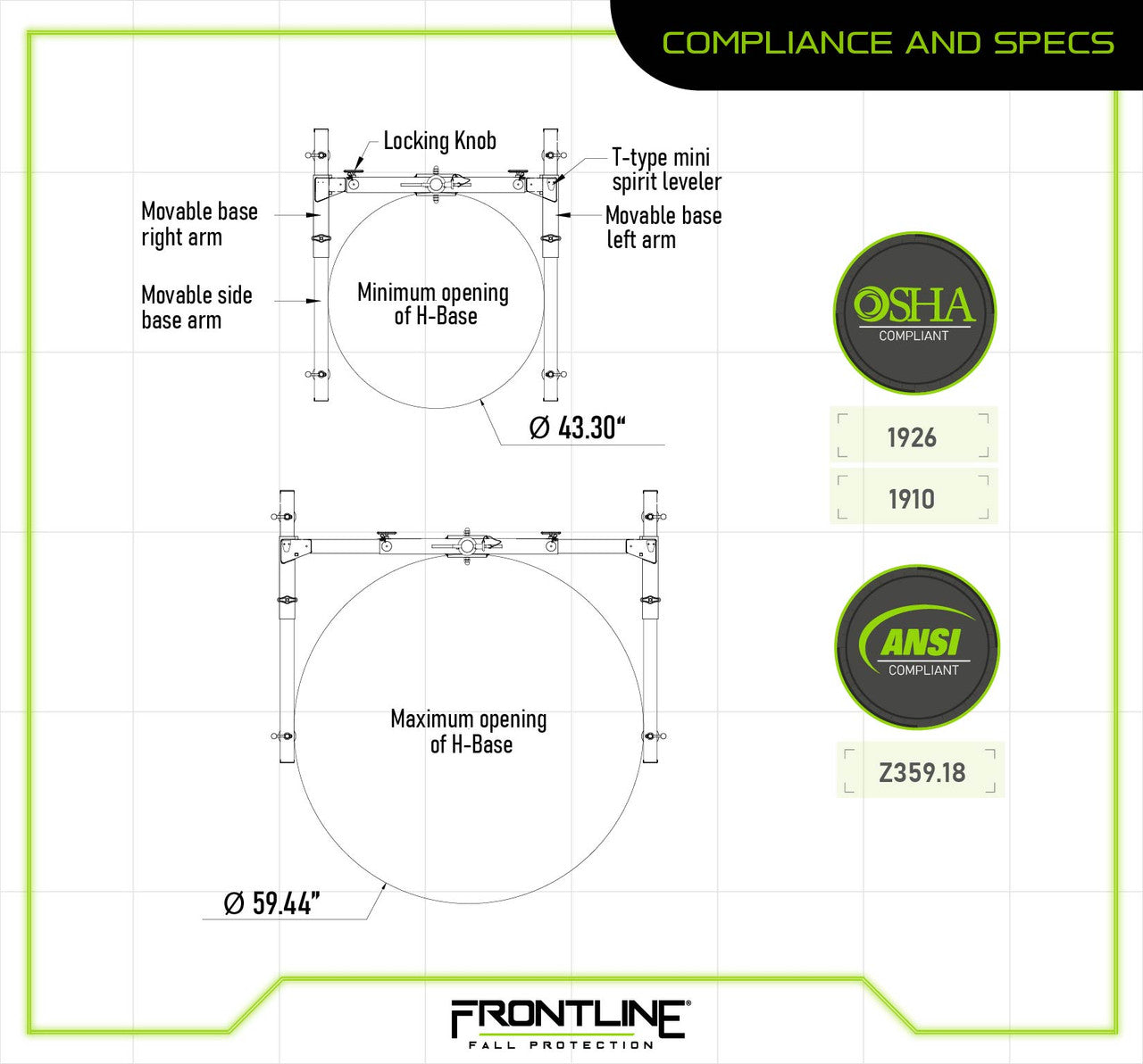Confined Space Davit Arm System with H-Base