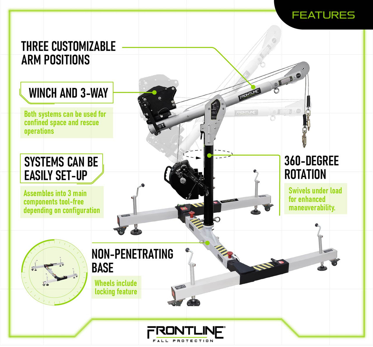 Confined Space Davit Arm System with H-Base
