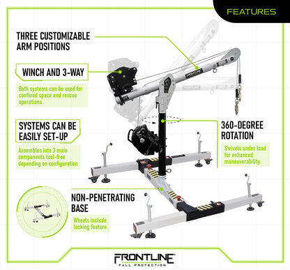 Confined Space Davit Arm System with H-Base