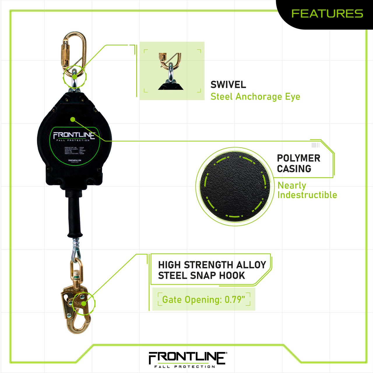 Frontline RPG Cable Single Leg SRL with Steel Snap Hook End